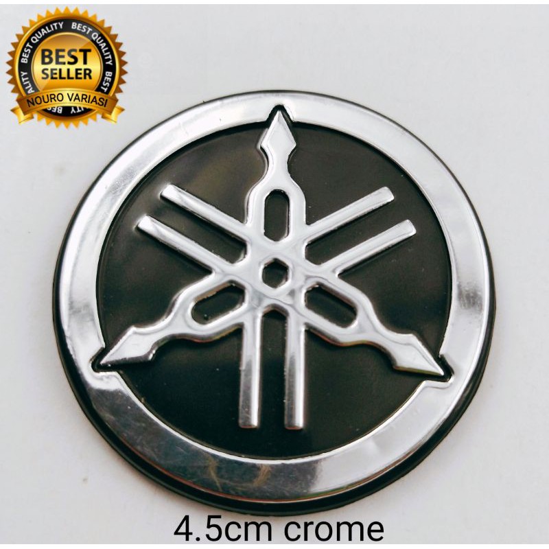 emblem timbul logo garputala yamaha bahan abs plastik kwalitas bagus ukuran 4.5cm x 4.5cm rx king-CROME 4.5cm