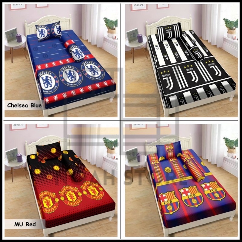 sprei bola barcelona chelsea manchester united premium berkualitas