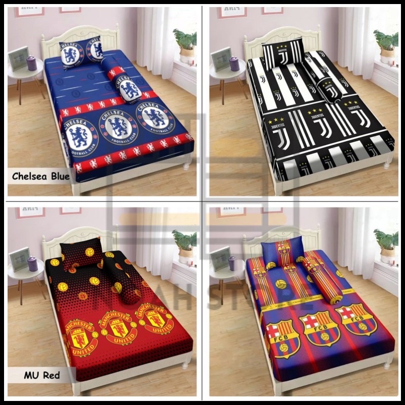 sprei bola barcelona chelsea manchester united premium berkualitas