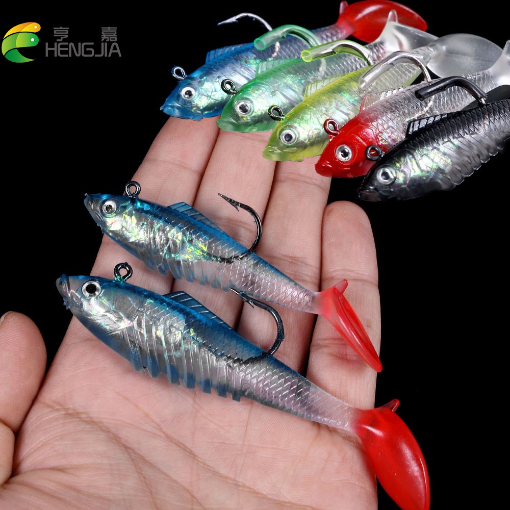 (Ready Stock) Hengjia 5pcs / Lot Umpan Pancing Soft Bait Bentuk Ikan Imitasi 11.5g 19.8g