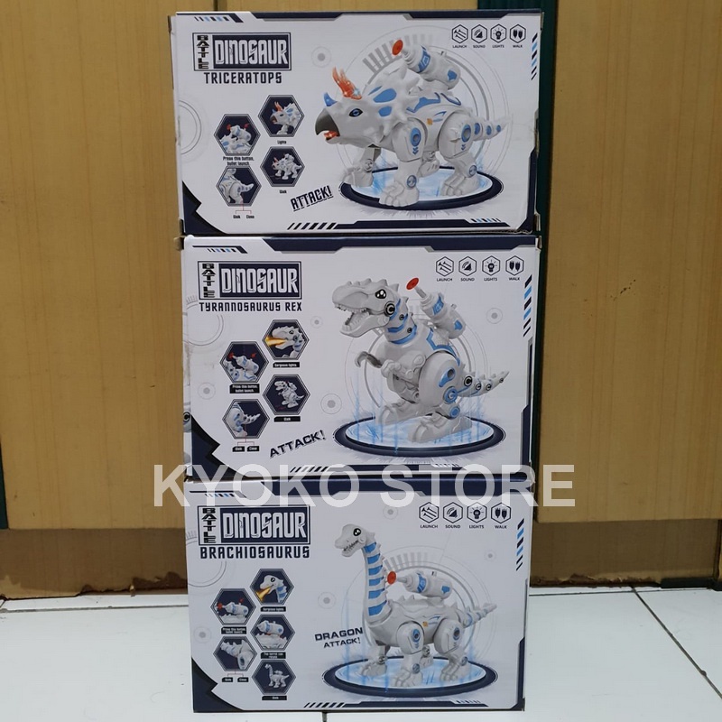 Robot Battle Dinosaur Mainan Dinosaurus Bisa Jalan &amp; Tembak Dart