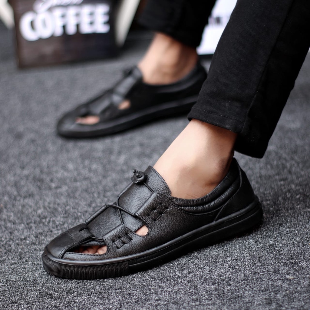 ENOZ X MONZA - Sepatu Slip On Casual Santai formal Pantofel Pria kulit sapi asli Selop Kasual Sepatu Slop Pansus OOTD Street Korea BTS Cowo Keren Trendy Original Kekinian