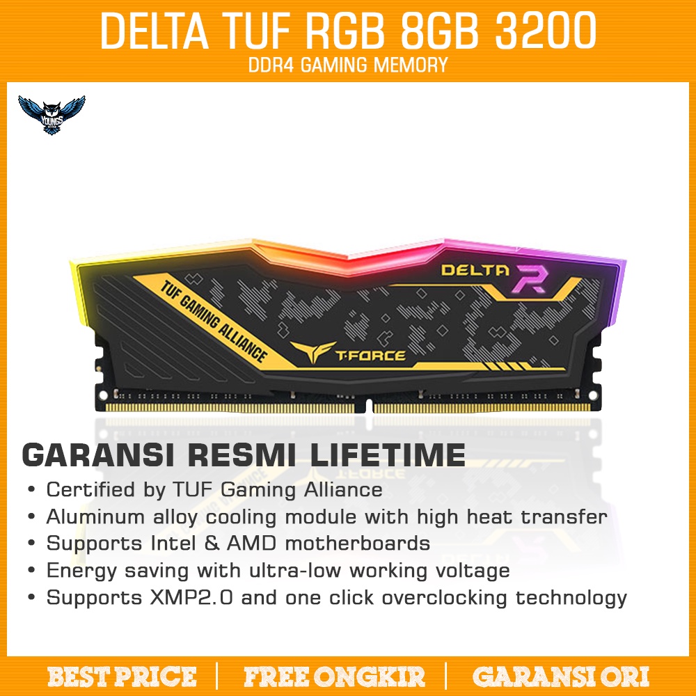 RAM TEAM DELTA TUF RGB 8GB 3200MHz Single t-force ddr4 pc 25600 / 3200