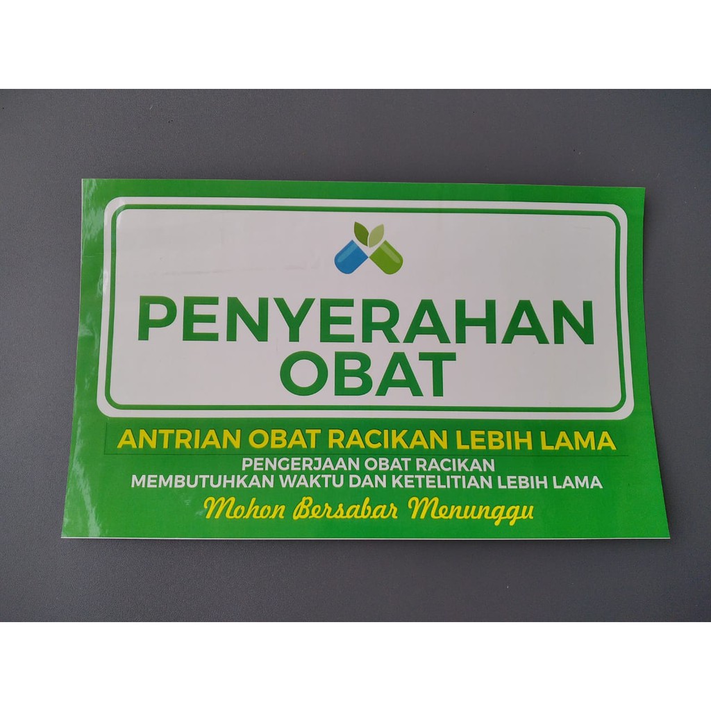 

Sticker Penyerahan Obat | KLINIK - RUMAH SAKIT | Warna Hijau & Putih | Bahan Vinyl | 32 cm x 20 cm
