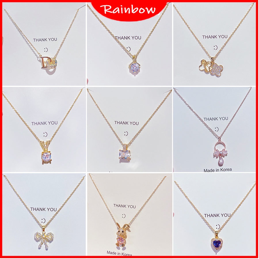 Korea Titanium Steel Kalung Fashion Wanita Kristal Liontin Rantai Hadiah Perhiasan Wanita