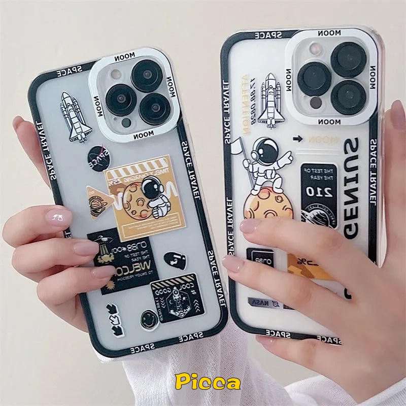 Soft Case Transparan Desain Astronot Nasa NFC Untuk Xiaomi Redmi Note 9 8 10s 9s 11s 9 10 11 Pro Max Plus Redmi 10A 9 10 9C 9T 10C 9T 9C 9C M4 M3 X3 Pro