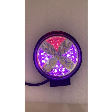 lampu sorot tembak 9 led 12-24 volt model bulat senja nyala RGB