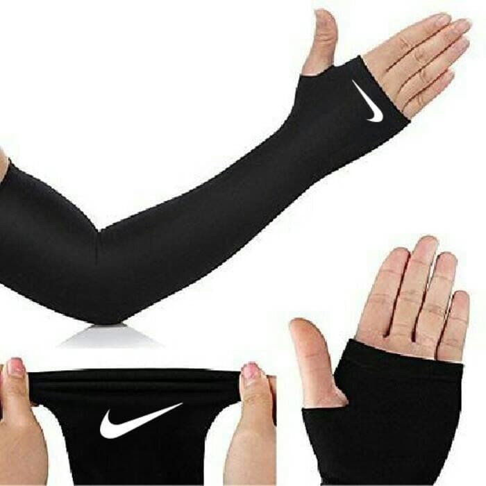 Manset Tangan Baselayer Nike lengan panjang Hitam olahraga Voli futsal sepak bola sepeda basket