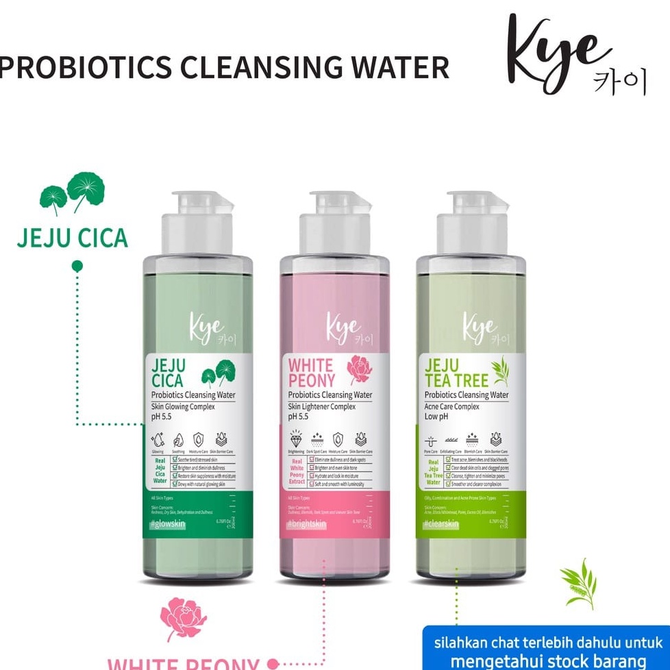 KYE CLEANSING WATER 200ML MICELAR PEMBERSIH MAKE UP WAJAH PENGHAPUS