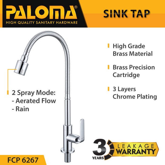 KRAN AIR  SINK MEJA KERAN ANGSA CUCI PIRING FLEXIBLE  PALOMA FCP 6267 FLEKSIBEL