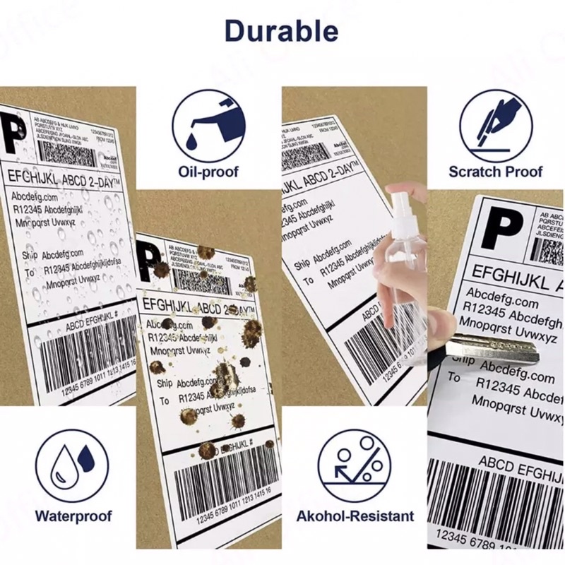 Sticker Label Kertas Thermal A6 100 x 150 isi 500pc Barcode ( Langsung Tempel Tanpa Ribbon)