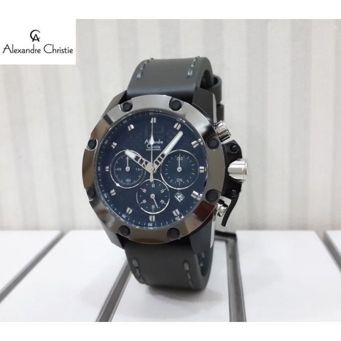 ALEXANDRE CHRISTIE WATCH AC 6290 PRIA GREY BLACK LEATHER GREY ORIGINAL
