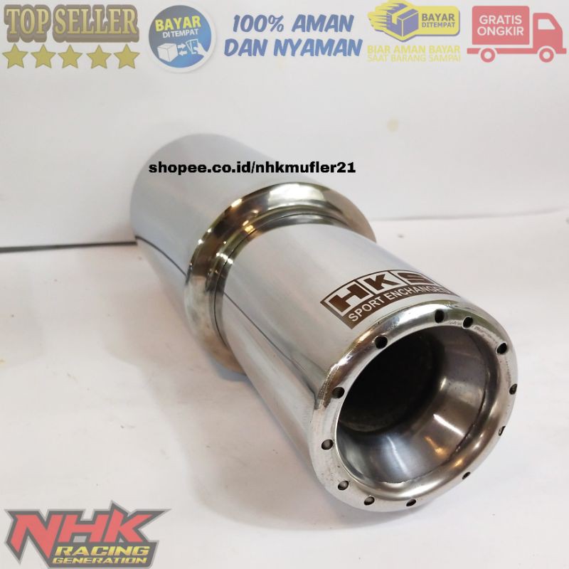 KNALPOT MOBIL HKS AGYA AYLA AVANZA INOVA XENIA SIGRA BRIO DLL FULL STAINLESS NGEBAS BULAT