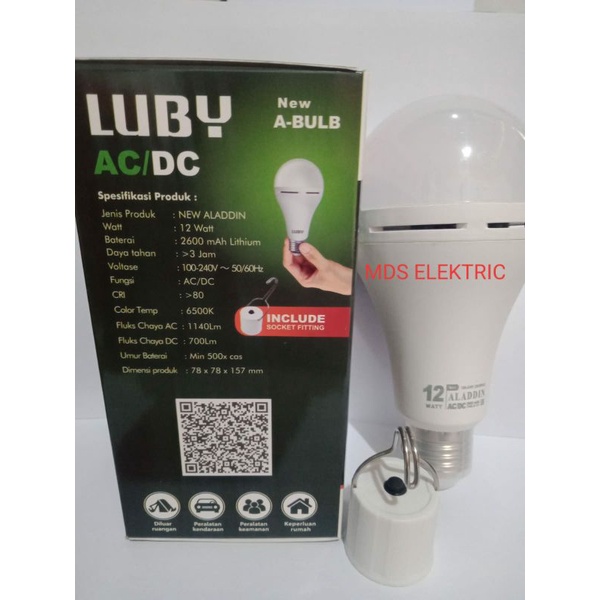 LAMPU LED LUBY ALADDIN 12 WATT EMERGENCY / LAMPU LED AC DC 12 WATT