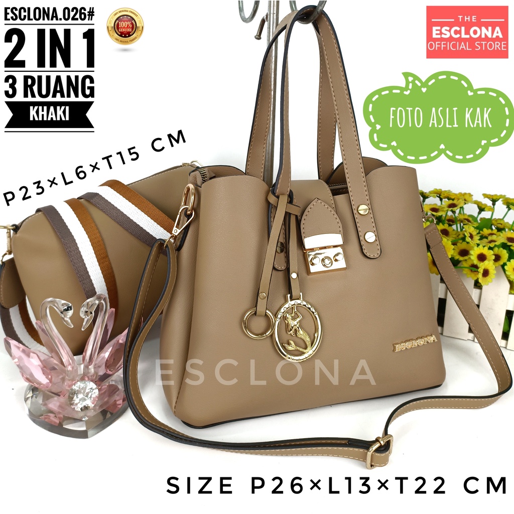 Tas wanita Import Batam Bag Esclona 026 Selempang Cewek Cantik Branded Grosir Fashion Murah Handbag Original Besar Kantor Kerja Kuliah Pesta Premium Super Populer Terbaru Terlaris Ibu Emak Dewasa Santai Berpergian