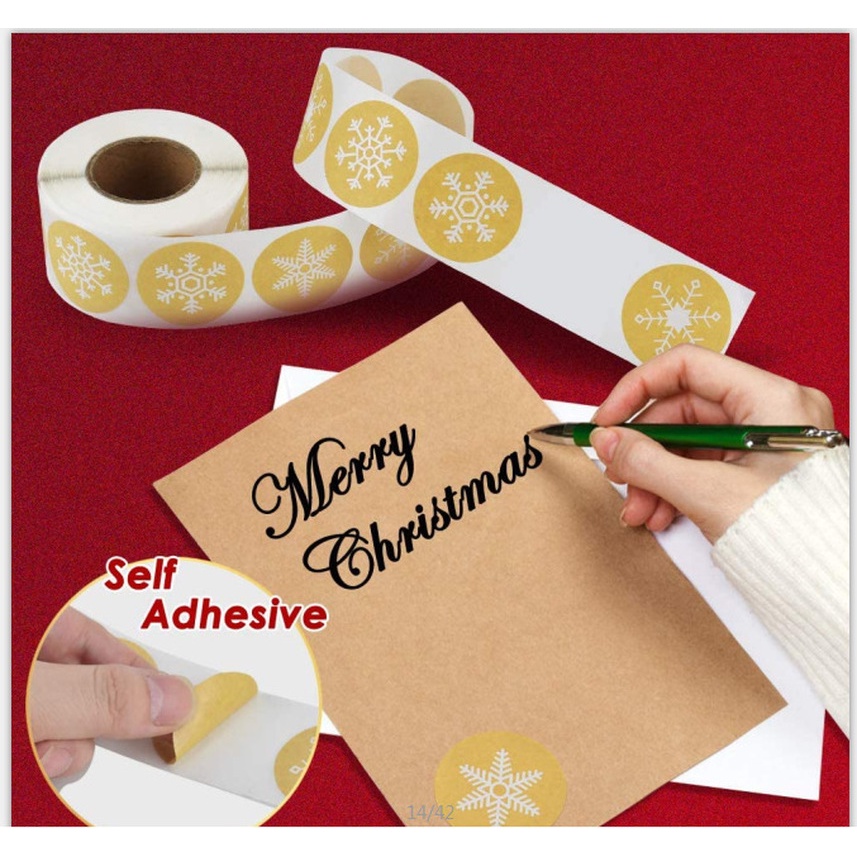 [500pcs/roll Christmas Gift Decoration Sticker] [Christmas snowflake pattern stickers][Sealing Label Stickers ][DIY Decorative Stickers For Hand Account, Diary, Scrapbooking, Handbook]