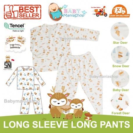 HIKARUSA LONG SLEEVE LONG PANTS Baju Tidur Bayi Anak TENCEL Set SETELAN PANJANG Pajamas Piyama Baby