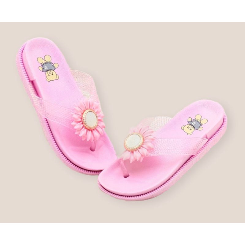 sandal karet Anak jepit motif bunga