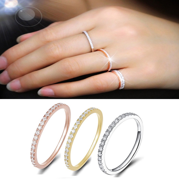 Cincin Jari Bahan Zirkon Gaya Minimalis Untuk Wanita