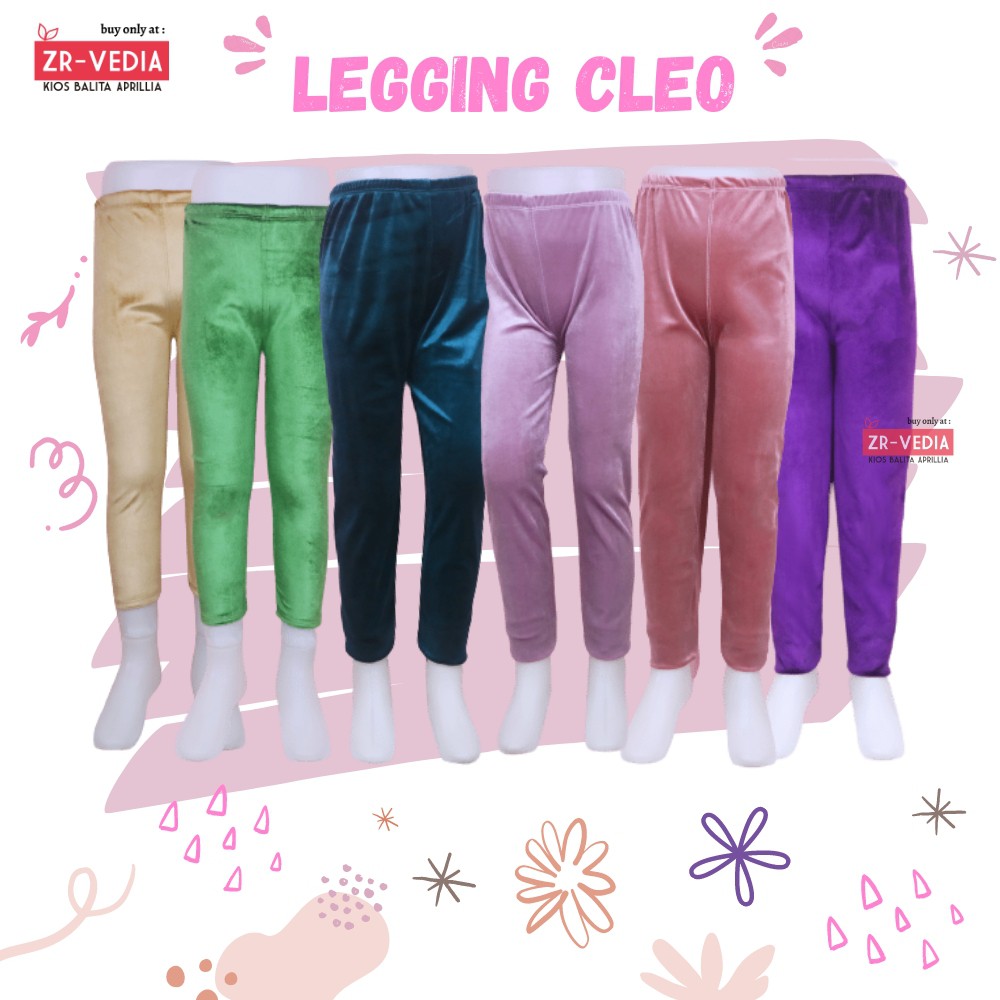 Legging Cleo 10-12 Tahun / Celana Leging Pants Anak Cewek Polos Perempuan Bludru Panjang Import