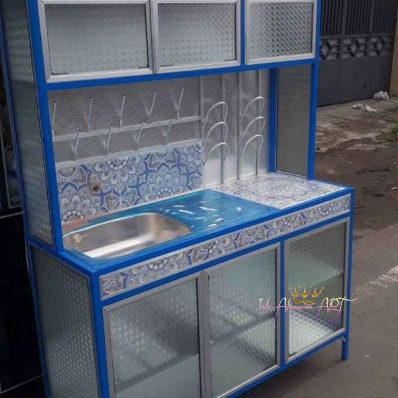 Wastafel - Rak Piring Gelas Dapur Bahan Alumunium Kaca