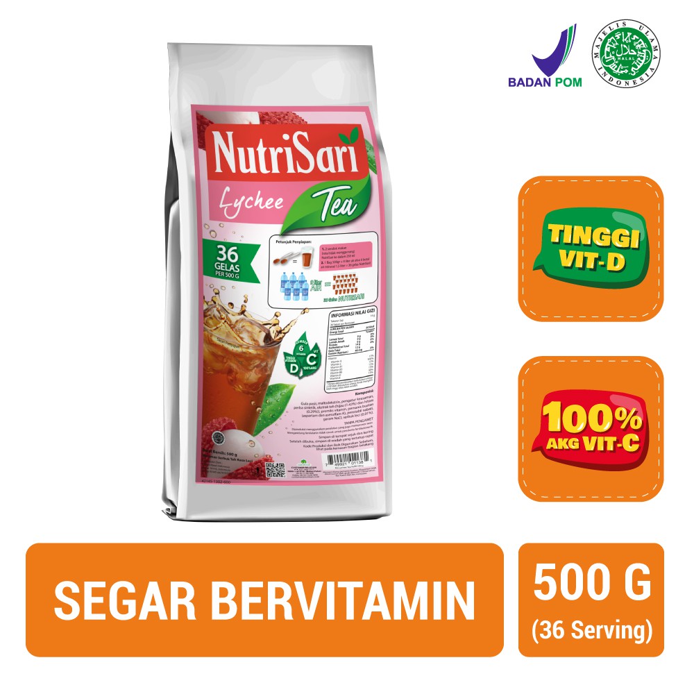 

NutriSari Lychee Tea Refill 500 gram - Teh Rasa Buah Leci dengan Vitamin C & Vitamin D