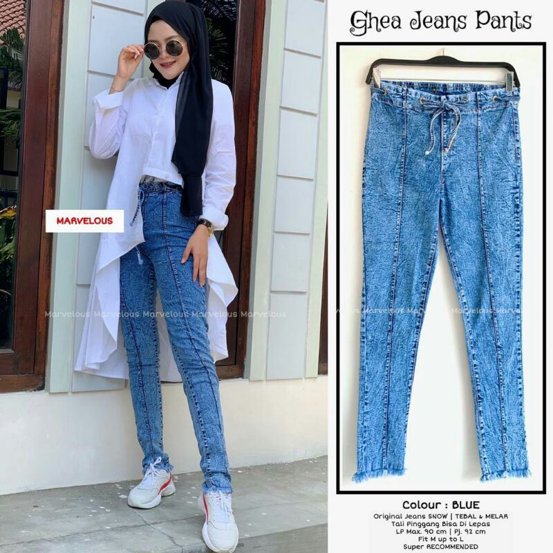 Celana Jeans Panjang Wanita Ghea Jeans Pants Tali Pinggang