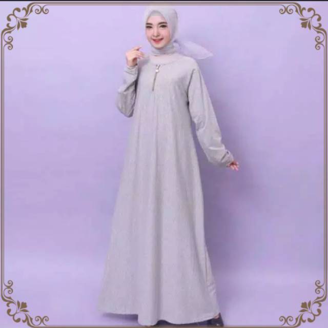 BELANJA BERKUALITAS - FASHION MUSLIMAH PAKAIAN WANITA BAJU GAMIS CASUAL ABU ABU CANTIK 2727