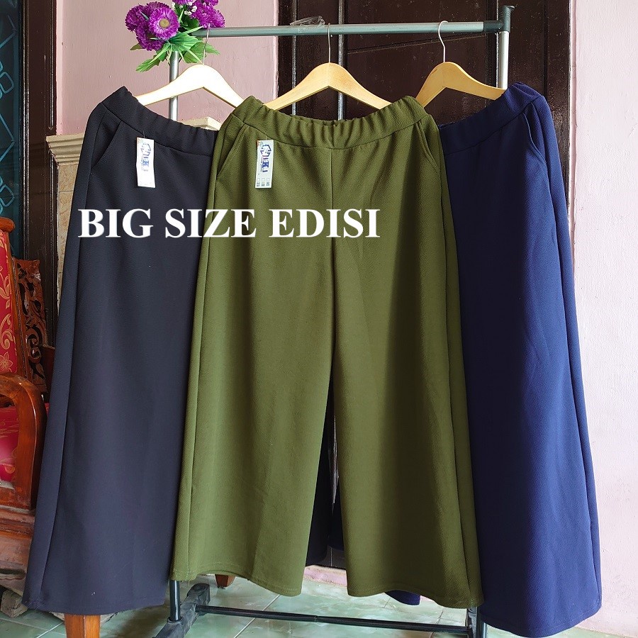 All Size 3XL-5XL JUMBO 70-90+kg | COD✅ KULOT BIG SIZE / CREPE PREMIUM ~ MELAR &amp; NYAMAN celana panjang wanita/big size XXXL/ibu hamil/kasual harian