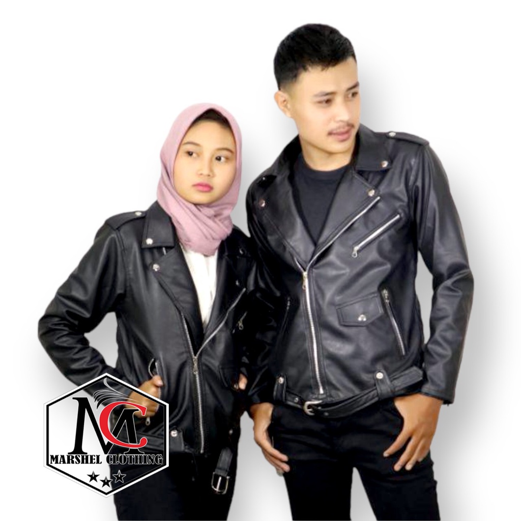 RCL - Jaket Semikulit Rocknroll Pasangan / Couple Leather Jacket Ramones Changcuter Pria Wanita ( HARGA SEPASANG )