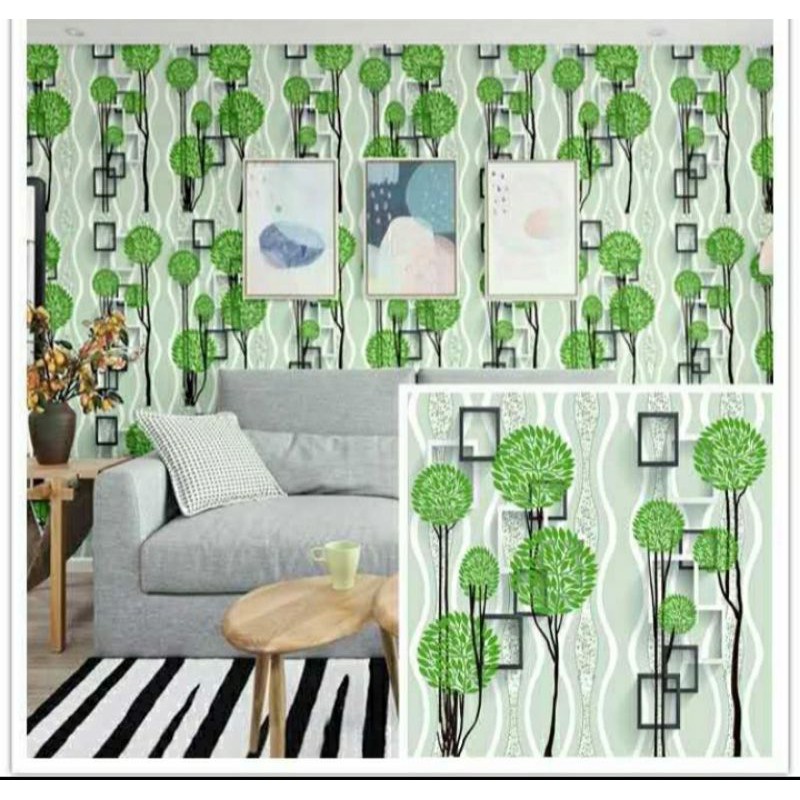 WALLPAPER DINDING MOTIF BERINGIN HIJAU MINIMALIS