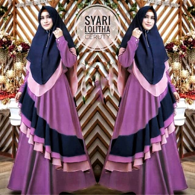 SALEE  Syari Lolitha 5 warna yg Cantikkk set khimar