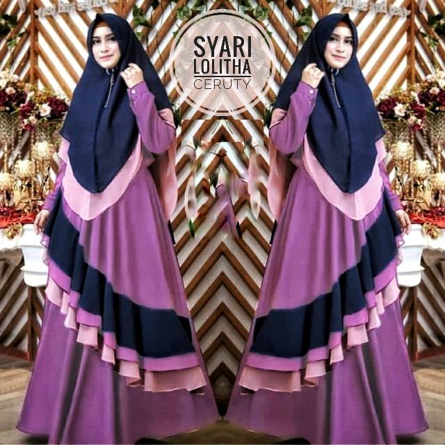 Big Sale COD Gamis Pesta Gamis Syari Ceruty Babydoll set khimar