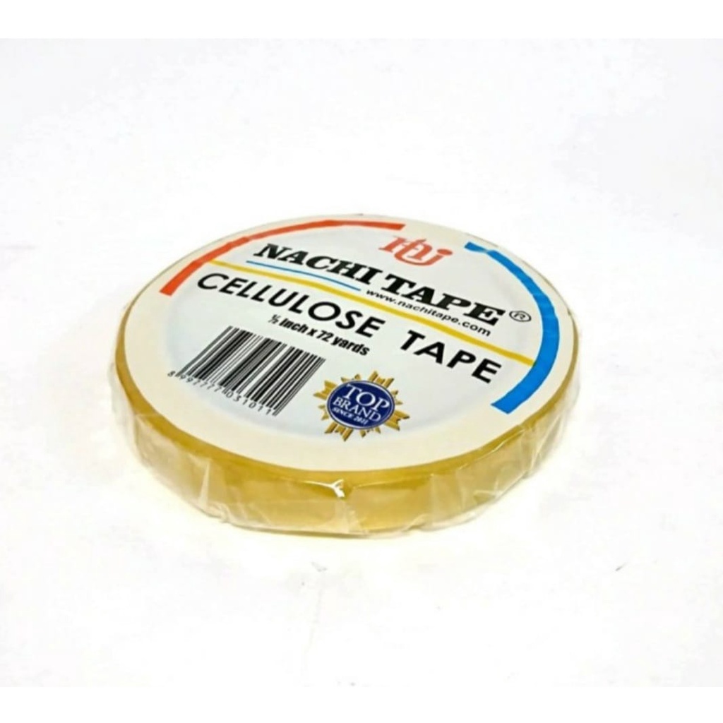 

Cellulose Tape Nachi 12mm x 72 yard Selotip Kaleng (isi 12 roll)