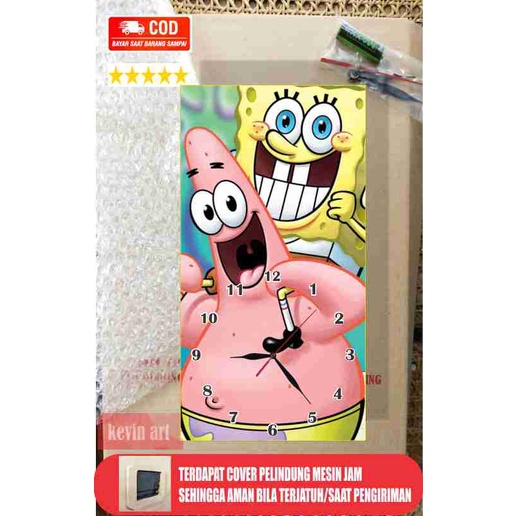 JAM DINDING KARAKTER SPONGEBOB SQUAREPANTS ANIMASI SPONSBOB UNIK BESAR KAYU VINTAGE SOUVENIR JAM CAFE Kevinart