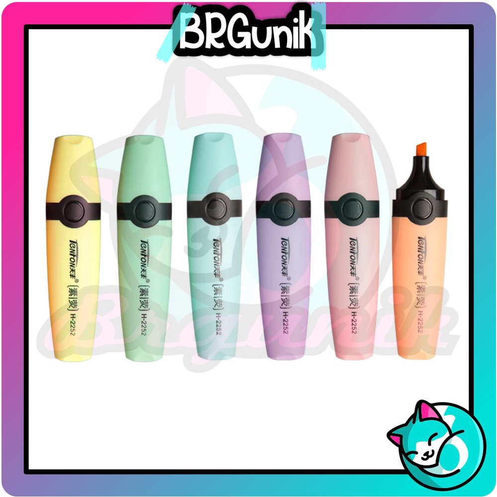BRGUNIK Highlighter Pen Highlighter Pastel Colour Pen Journal Marker Pen Alat Tulis Replacement Penanda Warna S016