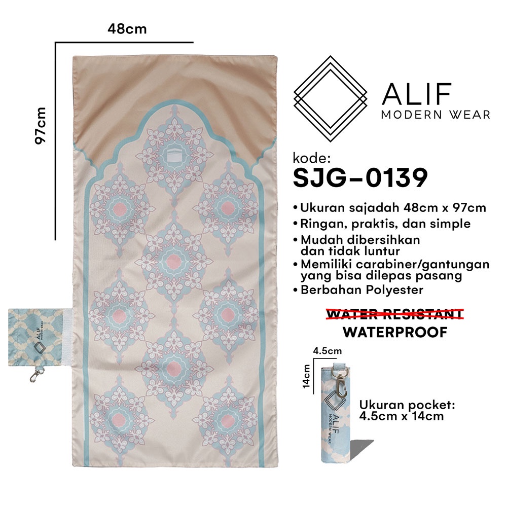 ALIF SAJADAH GENGGAM TRAVEL / SAKU / PORTABLE / WATERPROOF ( ALIF MODERN WEAR SJG-0139 )