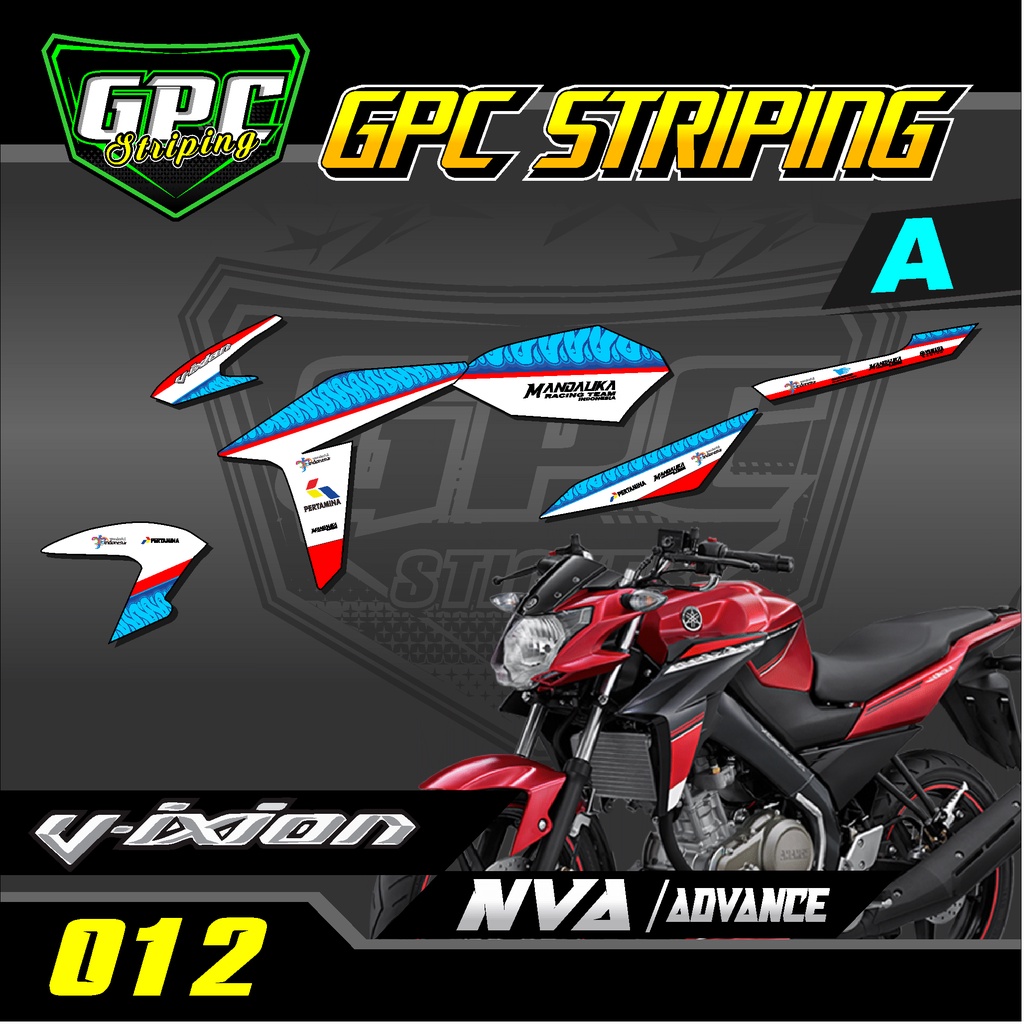 Sticker Striping Sticker Vixion Nva/Advance 012-Variasi List Motor Desain Pertamina Mandalika GPC