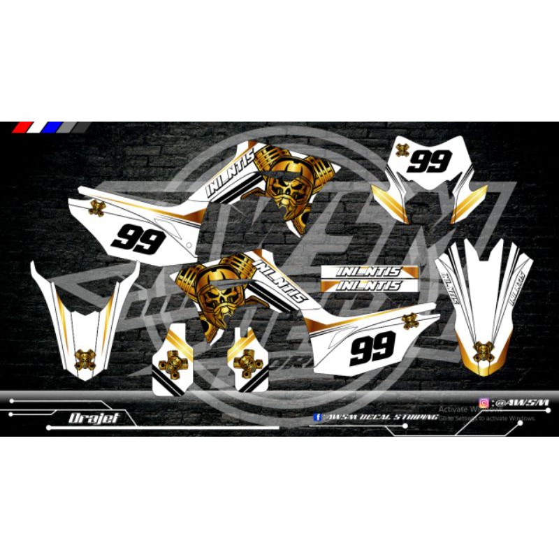 decal crf 150 l terbaru kombinasi putih gold