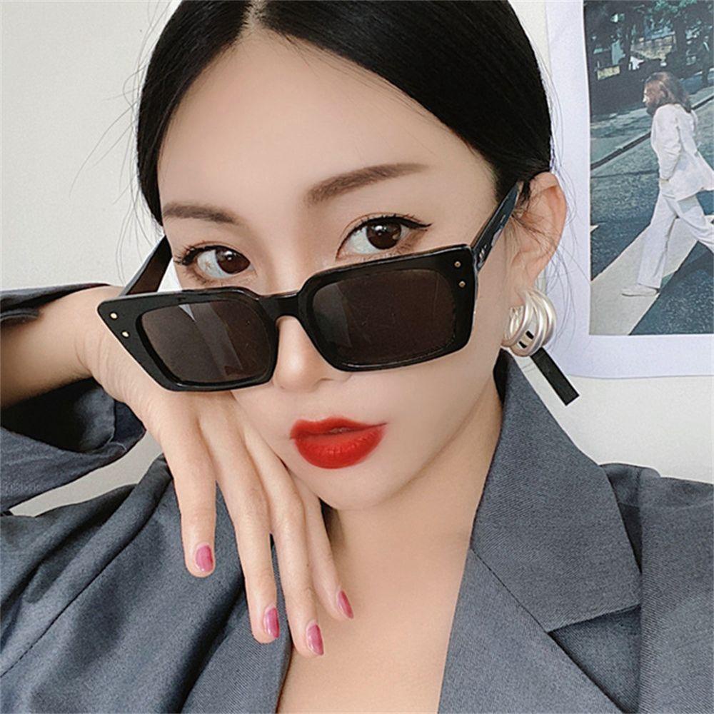 Lily Kacamata Persegi Panjang Aksesoris Fashion Wanita UV400 Retro Sunglasses