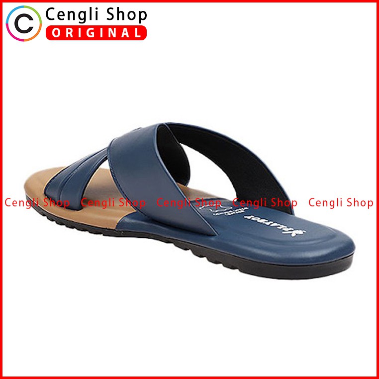 PLAYBOY SANDAL KULIT CASUAL PRIA ORIGINAL TERBARU SENDAL BRANDED BIRU NAVY PLD2