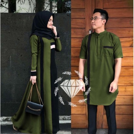 Baju Gamis Couple Harum Pasangan Lebaran 2022 Sarimbit Seragam Keluarga Family Muslim Modern Terbaru
