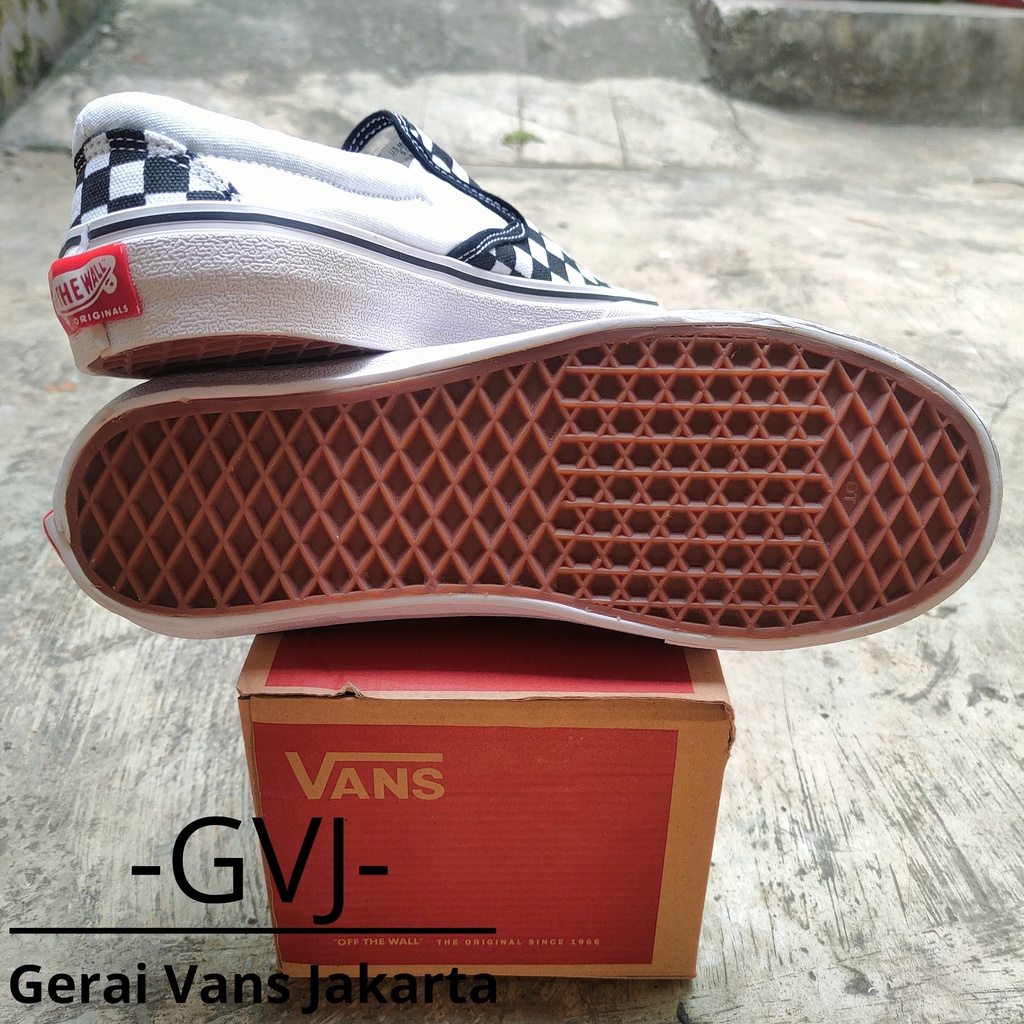 (BISA GRAB) VANS SLIP ON CLASSIC CHECKERBOARD BLACK WHITE WAFFLE DT PREMIUM | VANS SLIP ON ORIGINAL-6