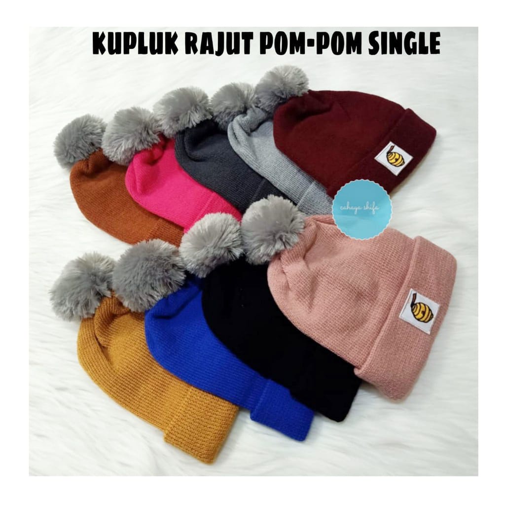 terbaru kupluk anak hangat banie hat kids single pompom (KUPLUK ARGA)