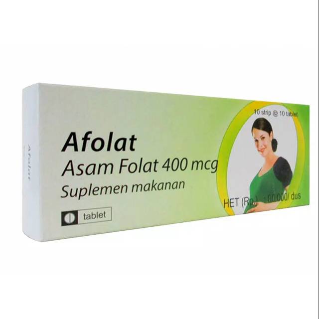 1 Box (100 tablet) Afolat Asam Folat Promil 400mcg - Vitamin Program Hamil dan Menyusui