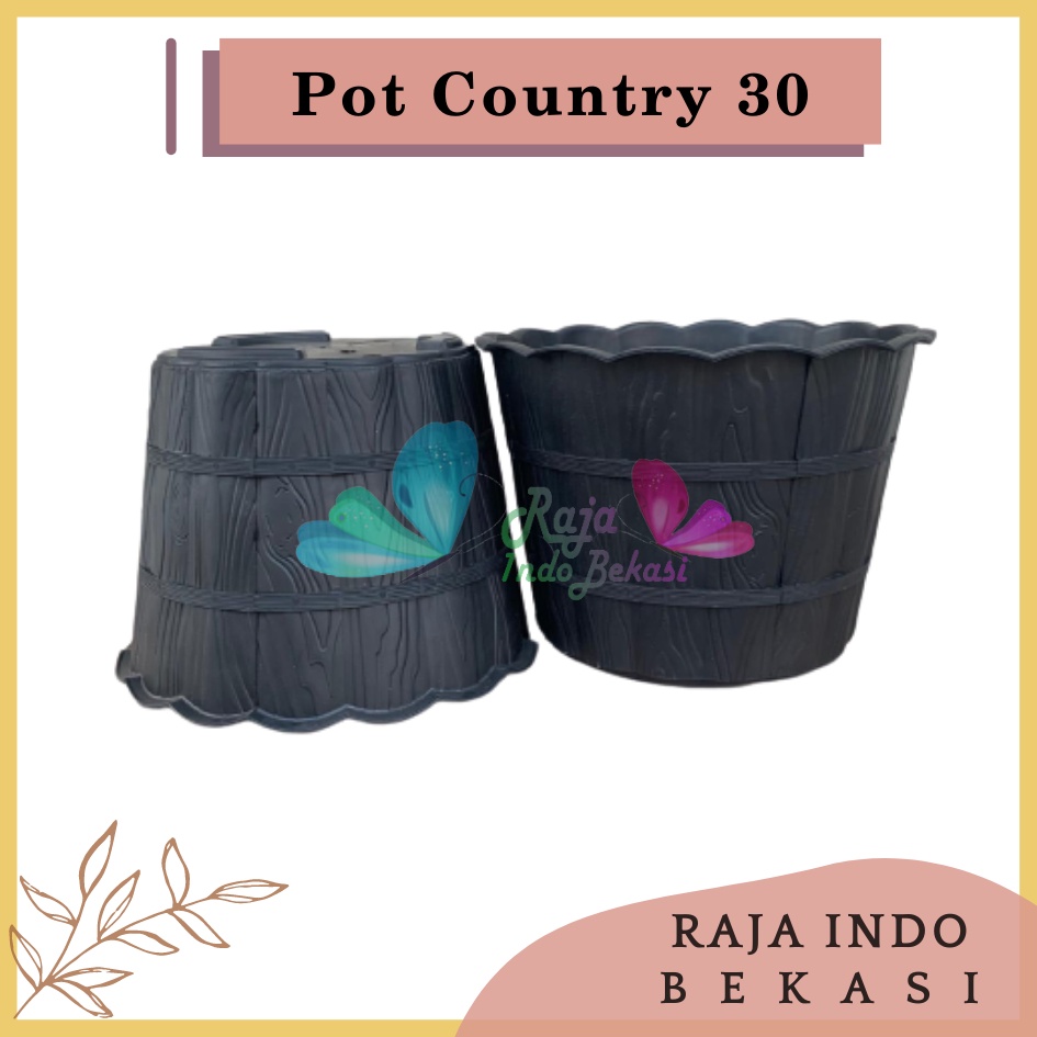 Pot Shallom Country 30 Hitam Pot Motif Gentong Kayu Tebal Cantik Pot Bunga Putih Besar Murah - Pot Motif Bambu Putih SHALLOM COUNTRY 30 pot bunga putih motif gentong kayu tebal cantik