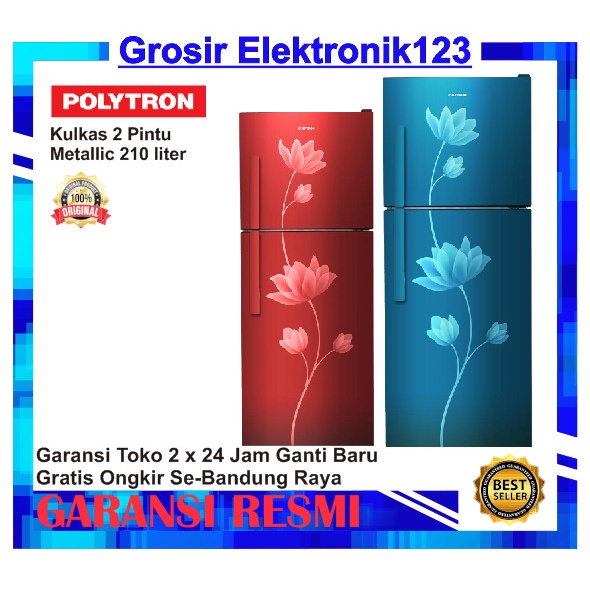 KULKAS POLYTRON Kulkas 2 Pintu Metallic 210 liter PRB 219R 219B