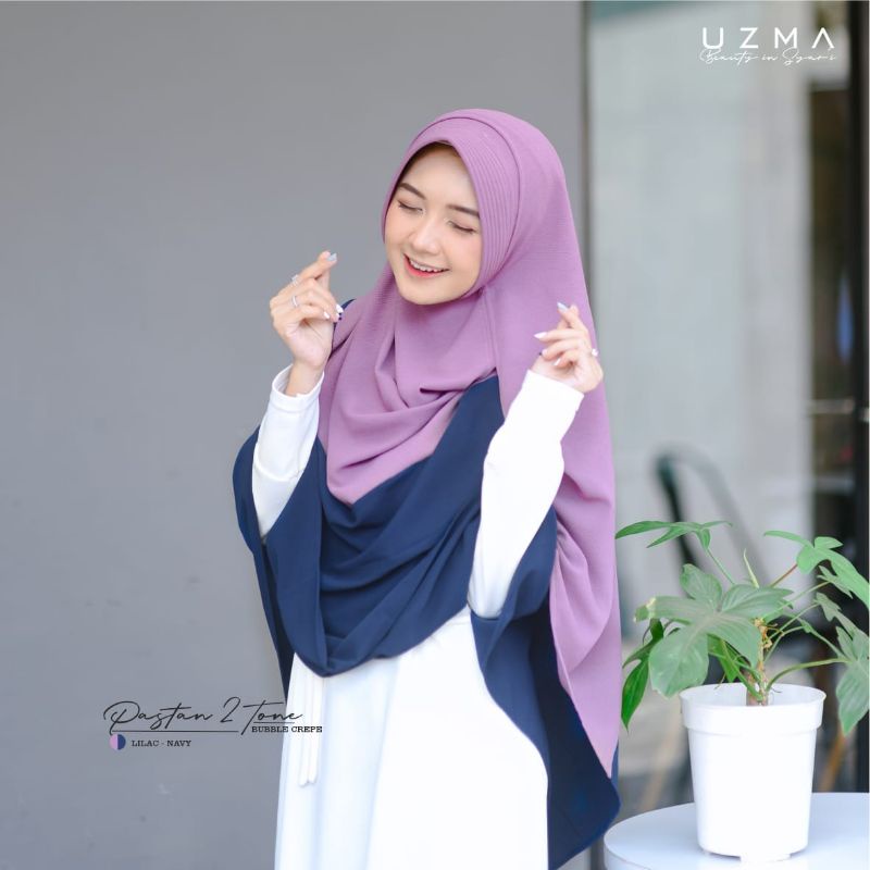 PASMINA INSTAN TWO TONE BY UZMA | Pashmina Instan (PASTAN 2 TONE) | 2 warna | Uzma Hijab