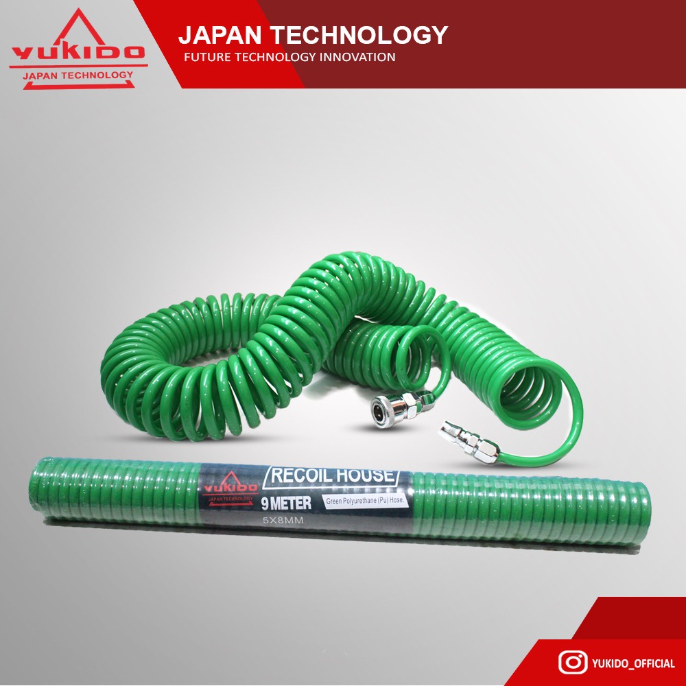 YUKIDO Recoil Hose Selang Angin Kompresor Spiral 12meter 9meter 6meter 4,5meter selang kompresor angin per