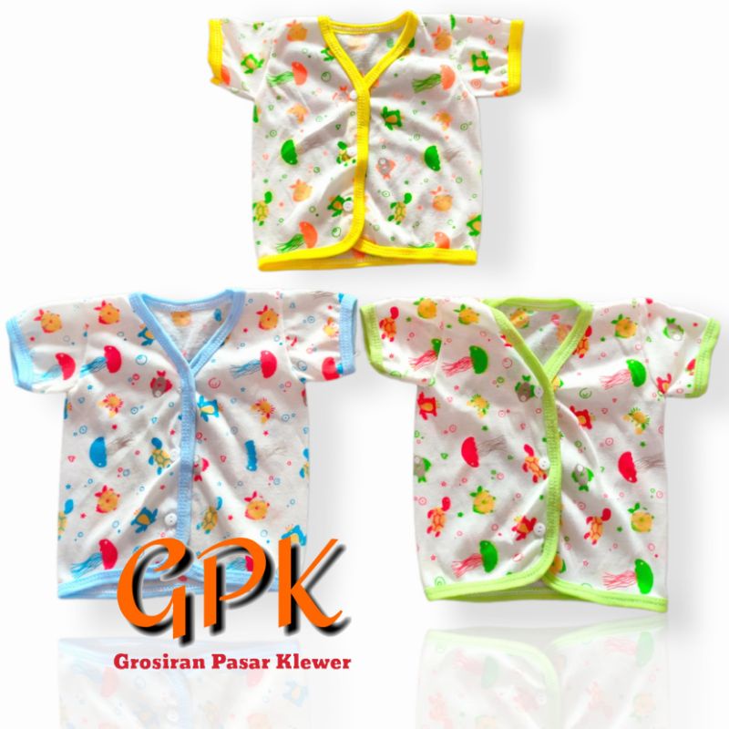 1 Lusin (12pcs) Baju Bayi Lengan Pendek Motif Tabur-1